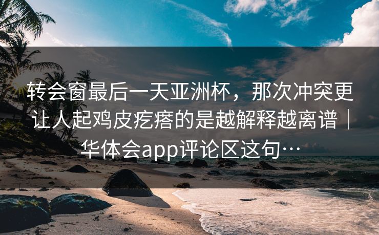 转会窗最后一天亚洲杯，那次冲突更让人起鸡皮疙瘩的是越解释越离谱｜华体会app评论区这句…