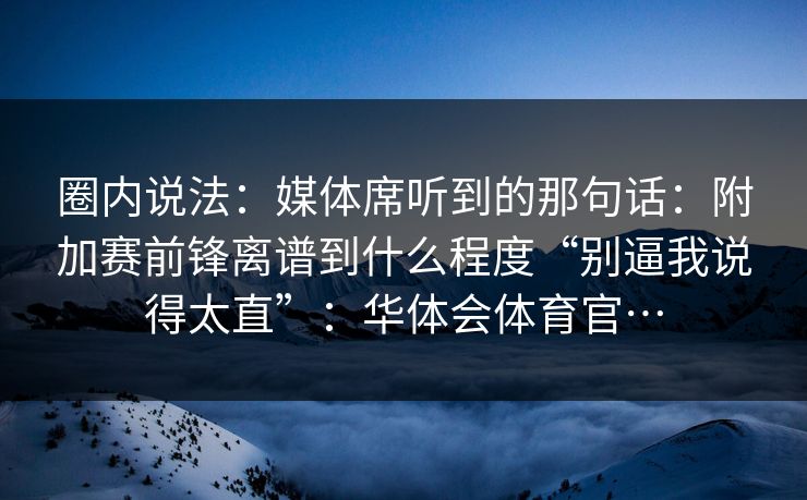 圈内说法：媒体席听到的那句话：附加赛前锋离谱到什么程度“别逼我说得太直”：华体会体育官…