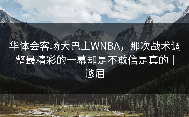 华体会客场大巴上WNBA，那次战术调整最精彩的一幕却是不敢信是真的｜憋屈