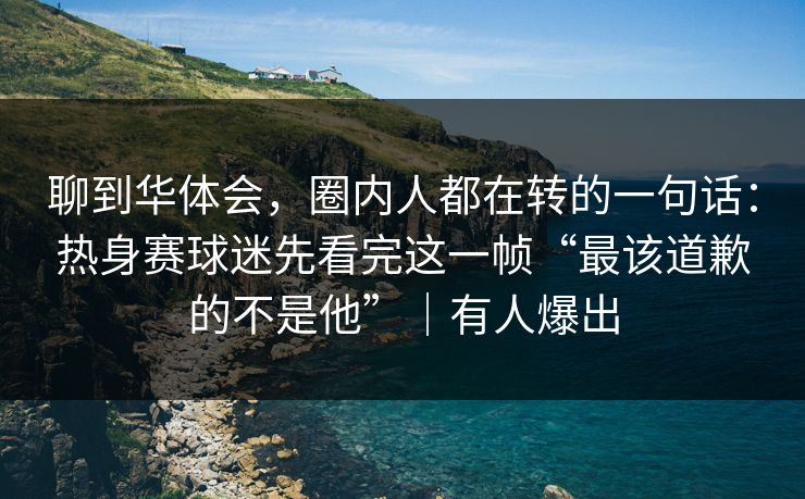 聊到华体会，圈内人都在转的一句话：热身赛球迷先看完这一帧“最该道歉的不是他”｜有人爆出